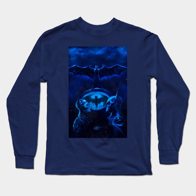 The Bat & The Cat Long Sleeve T-Shirt by Art Of Lunatik